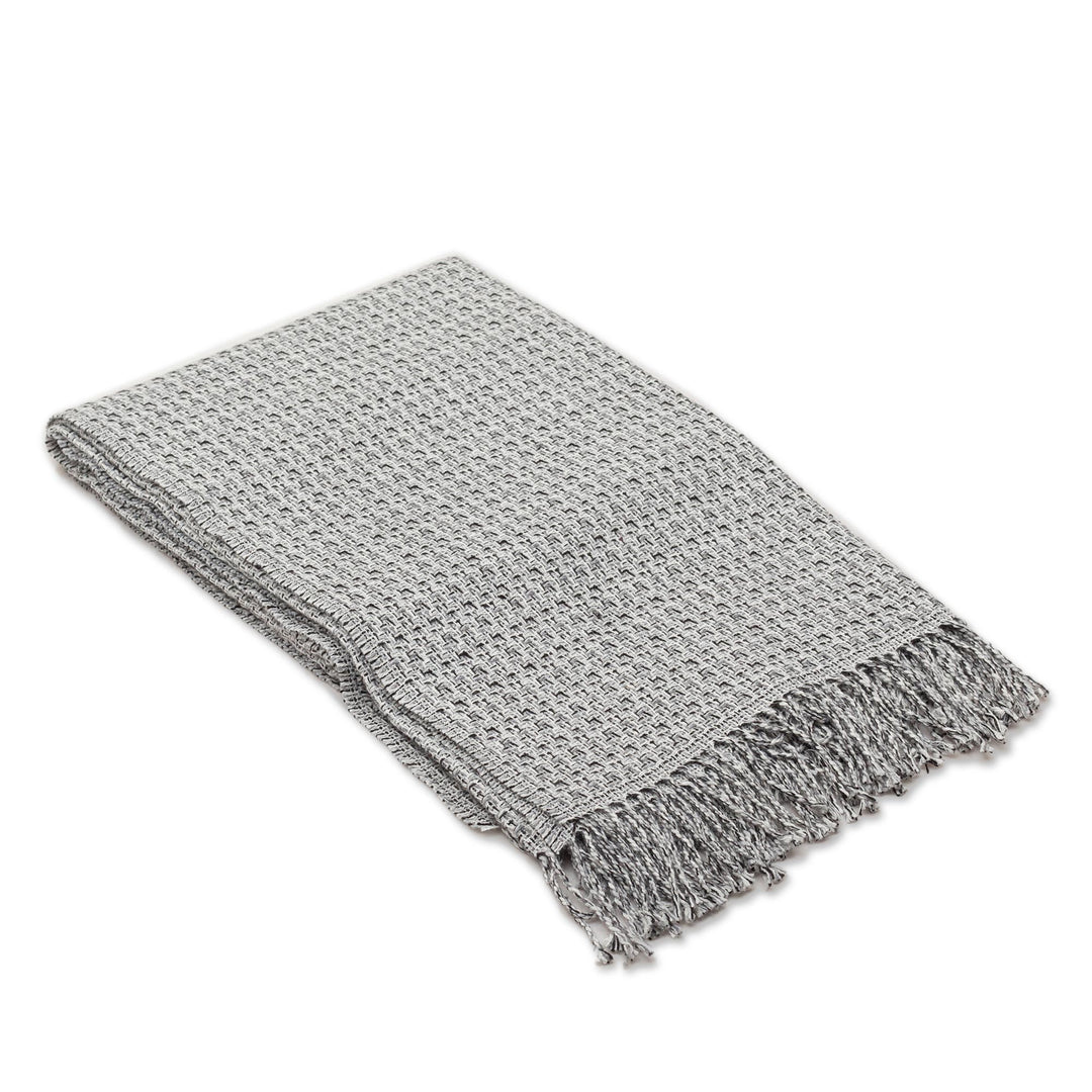 Monochromatic Alpaca Blend Throw from Peru - Cozy Combination in Pebble