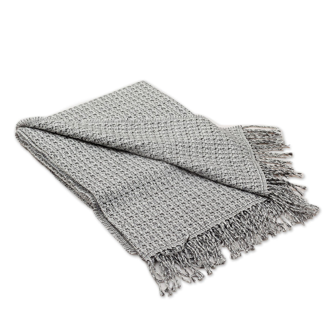 Monochromatic Alpaca Blend Throw from Peru - Cozy Combination in Pebble