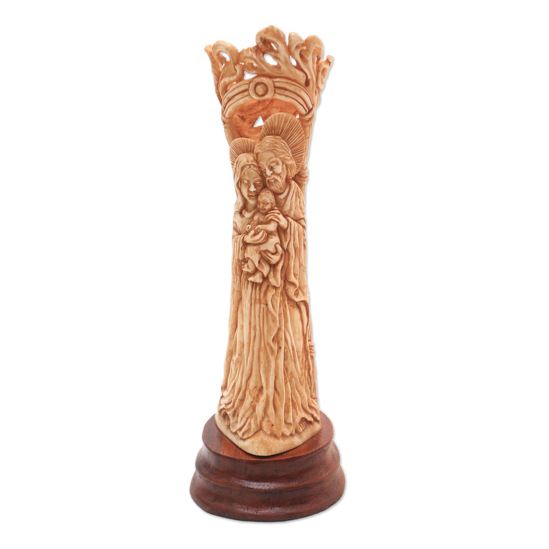 Hand-Carved Bone Nativity Sculpture from Bali - Birth of Jesus