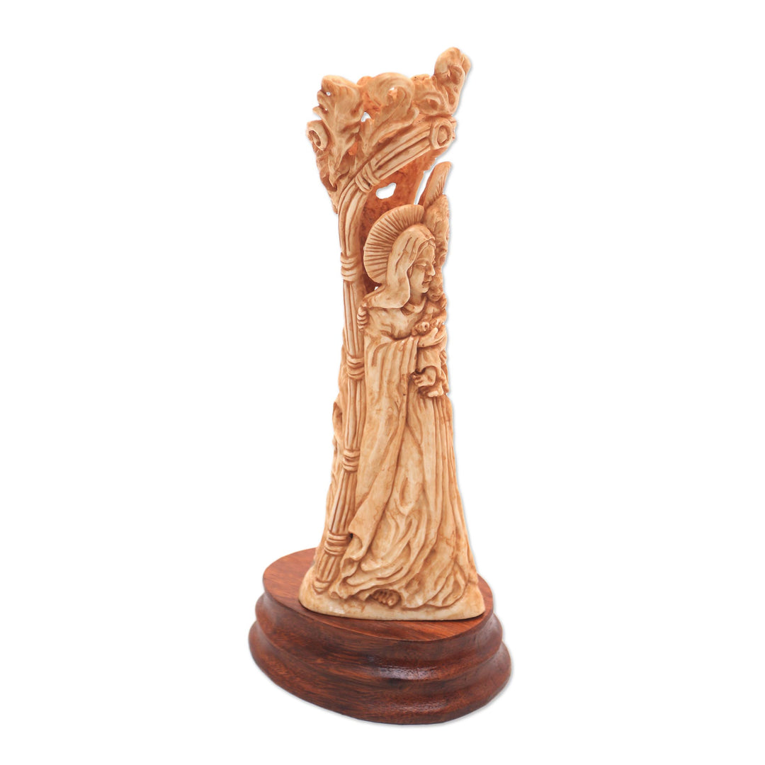 Hand-Carved Bone Nativity Sculpture from Bali - Birth of Jesus