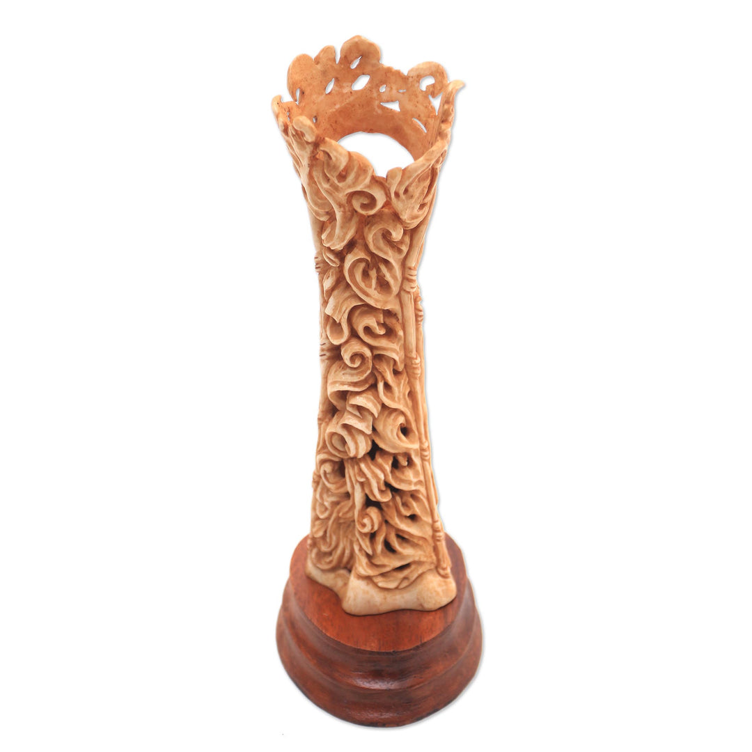 Hand-Carved Bone Nativity Sculpture from Bali - Birth of Jesus