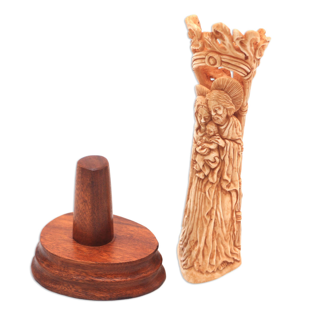Hand-Carved Bone Nativity Sculpture from Bali - Birth of Jesus
