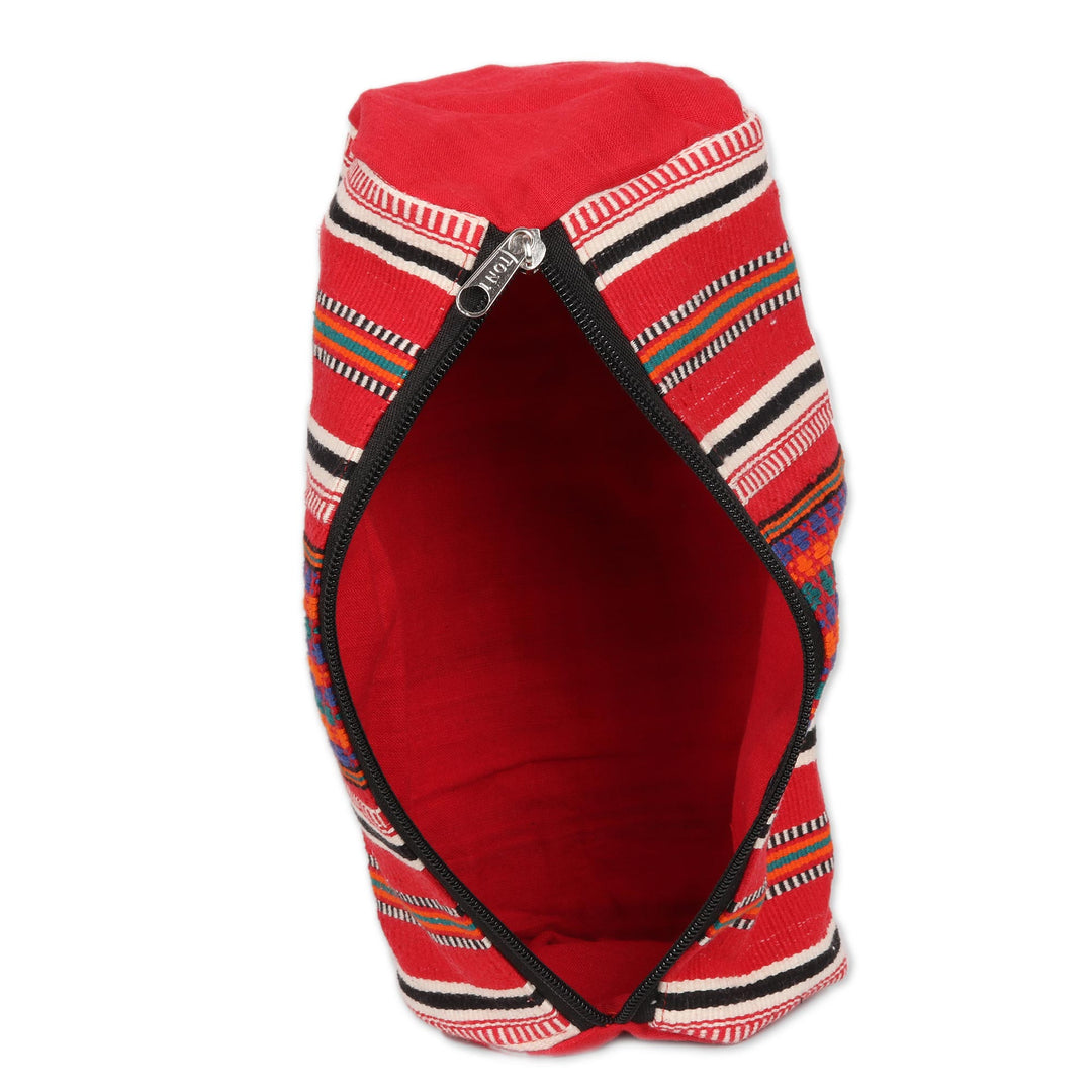 Multicolored Striped Cotton Cosmetic Bags from India (Pair) - Striped Desire