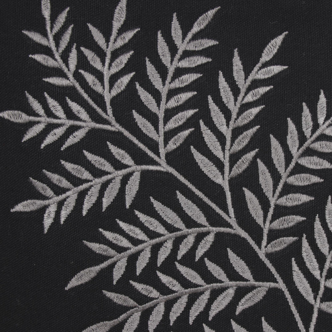 Frond Motif Cotton Shoulder Bag in Ash and Black from India - Beautiful Frond in Ash