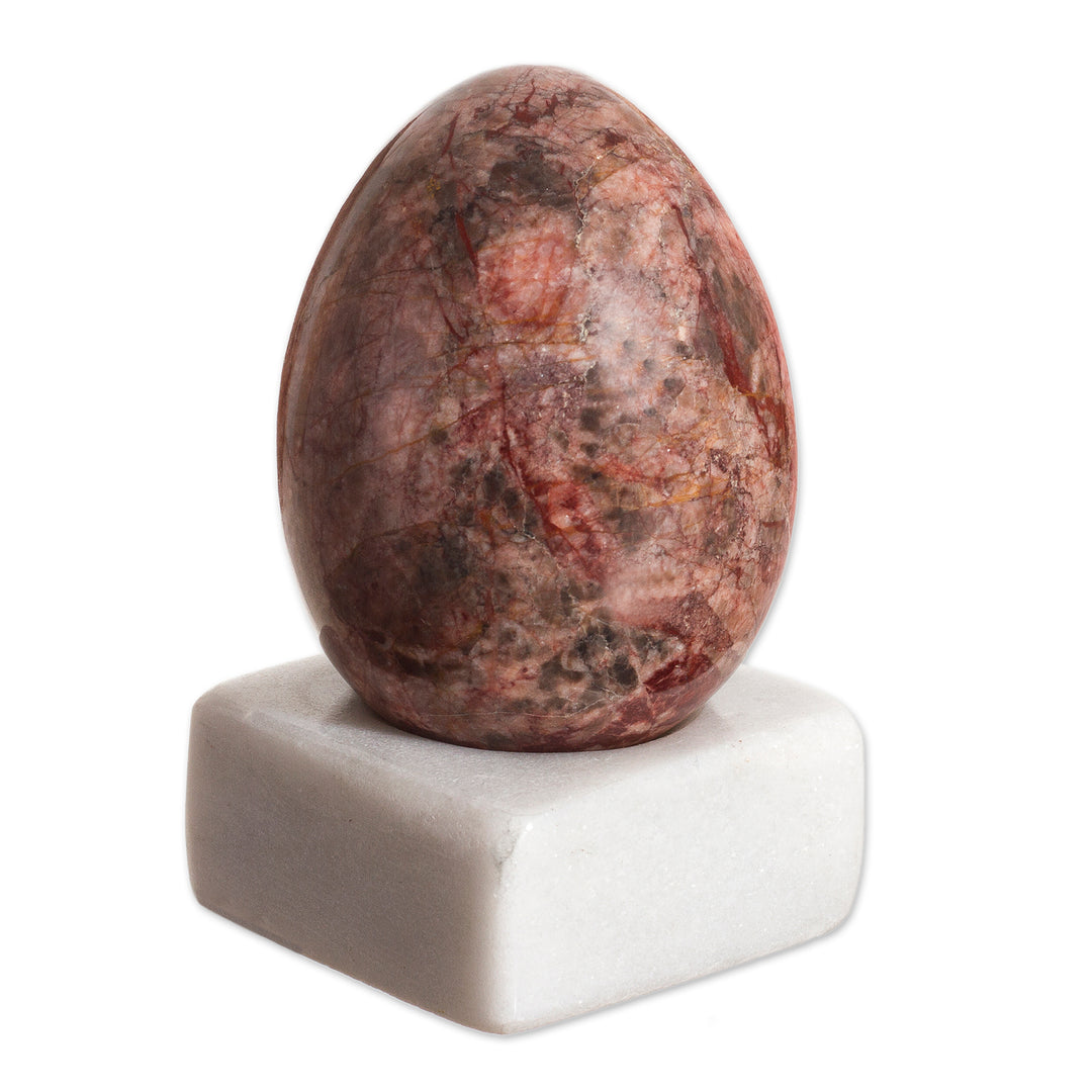 Egg-Shaped Jasper Gemstone Figurine from Peru - Cute Egg