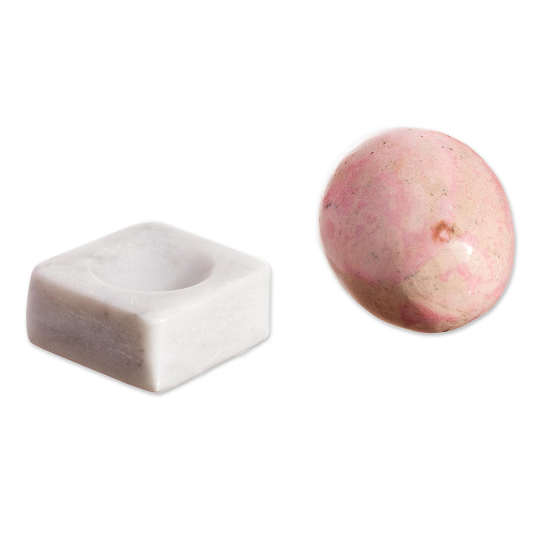 Egg-Shaped Rhodonite Gemstone Figurine from Peru - Cute Egg