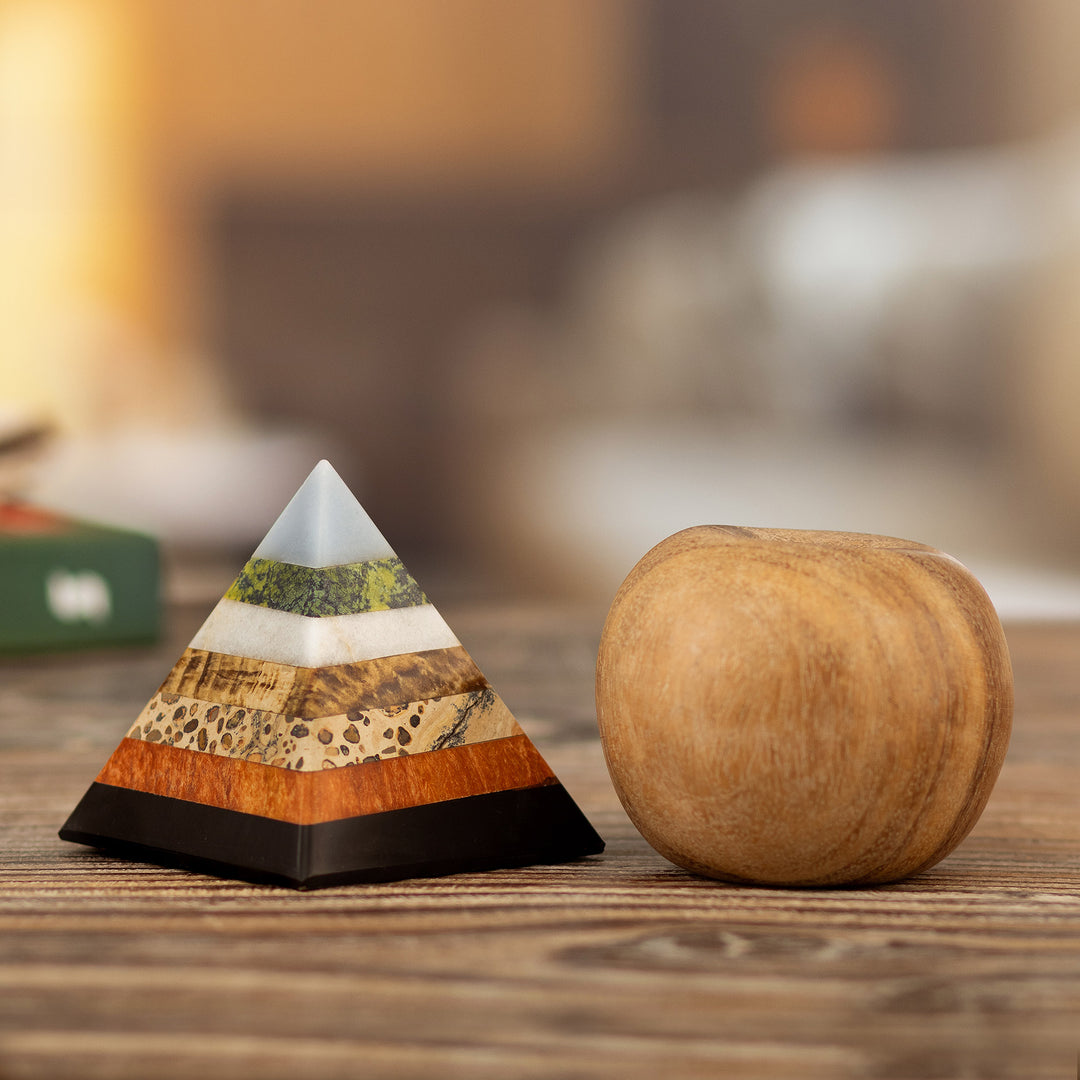 Multi-Gemstone Pyramid Figurine from Peru - Positive Vibes