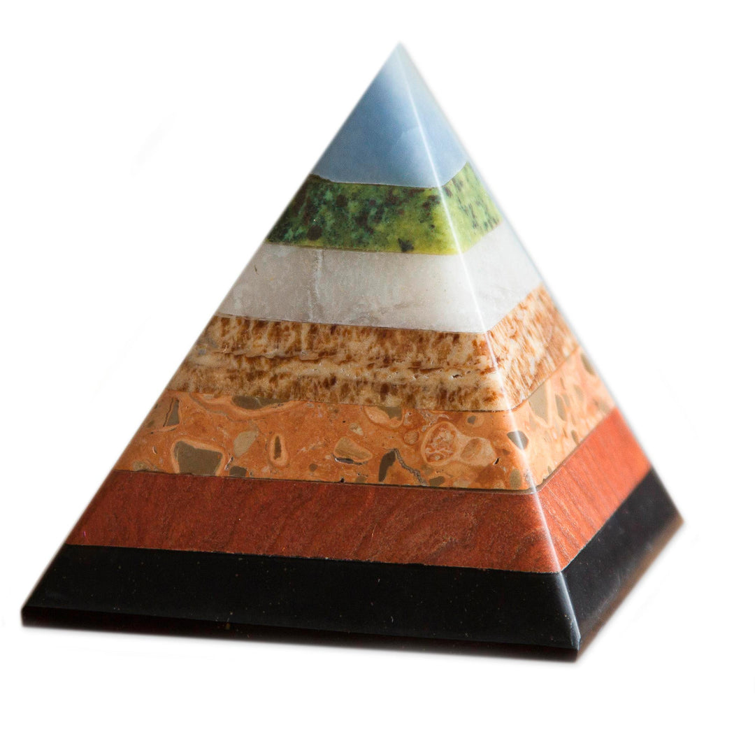 Multi-Gemstone Pyramid Figurine from Peru - Positive Vibes