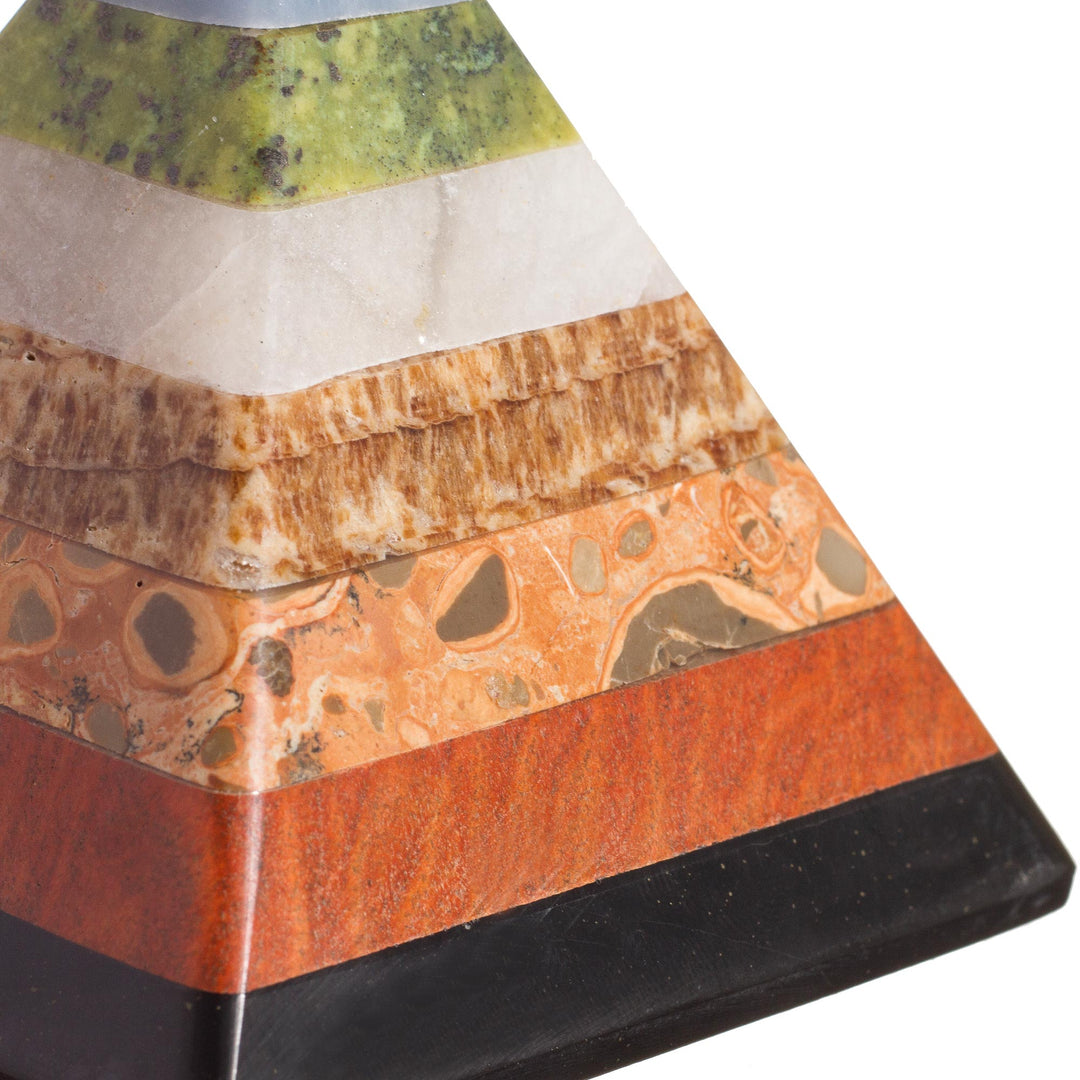 Multi-Gemstone Pyramid Figurine from Peru - Positive Vibes