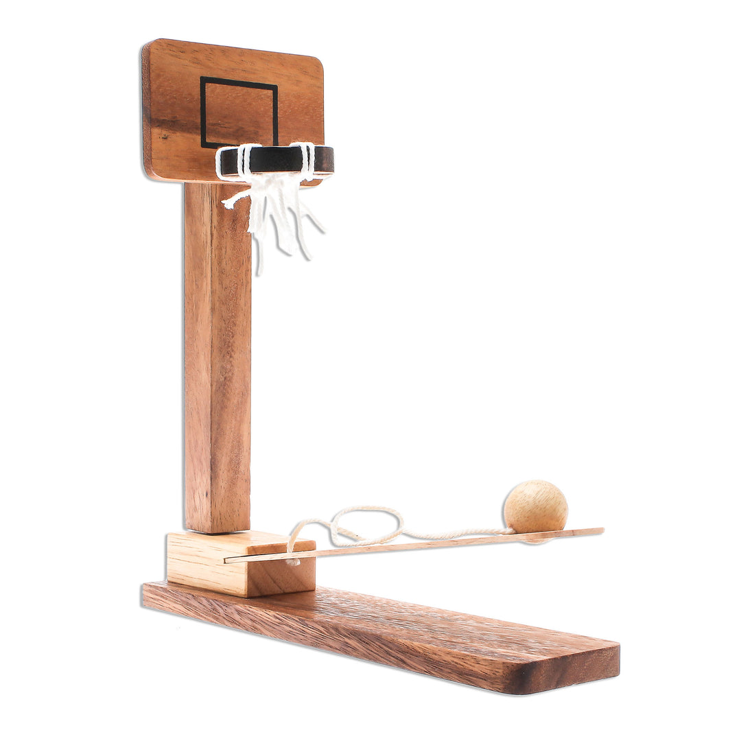 Raintree Wood Miniature Basketball Game from Thailand - Basketball Fun