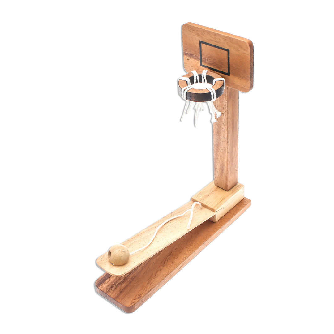 Raintree Wood Miniature Basketball Game from Thailand - Basketball Fun