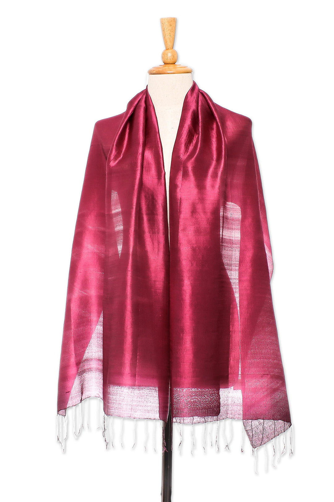 Handwoven Silk Wrap Scarf in Magenta from Thailand - Shimmering Magenta