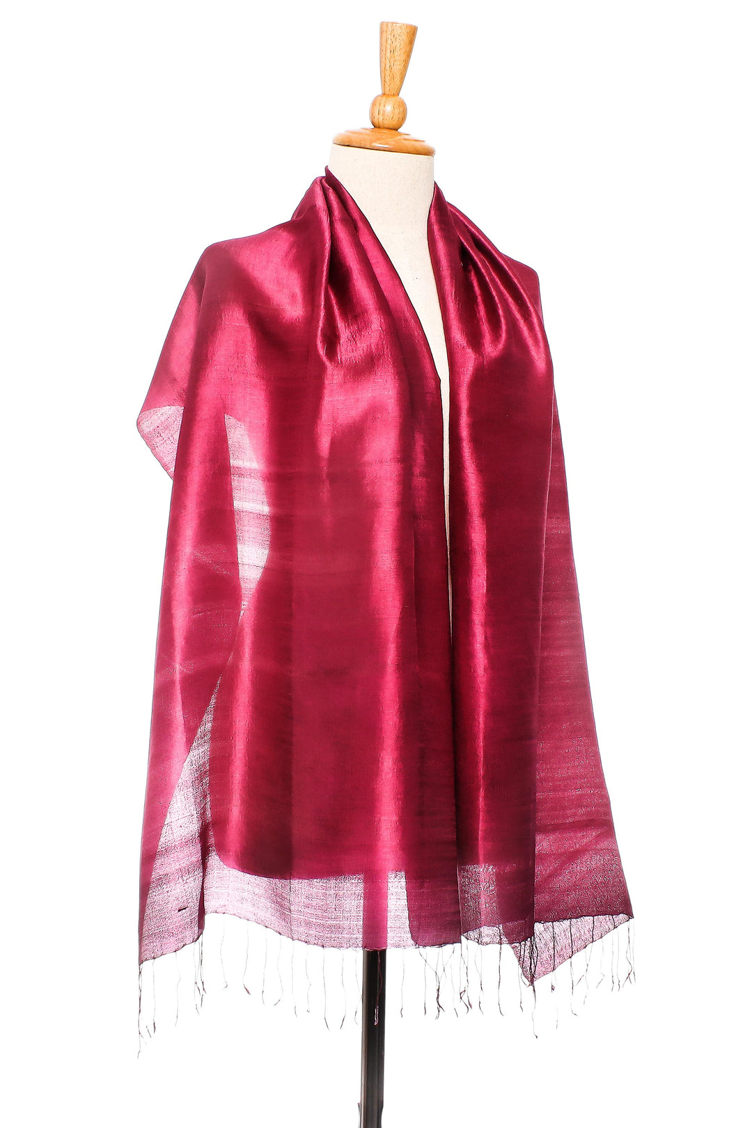 Handwoven Silk Wrap Scarf in Magenta from Thailand - Shimmering Magenta