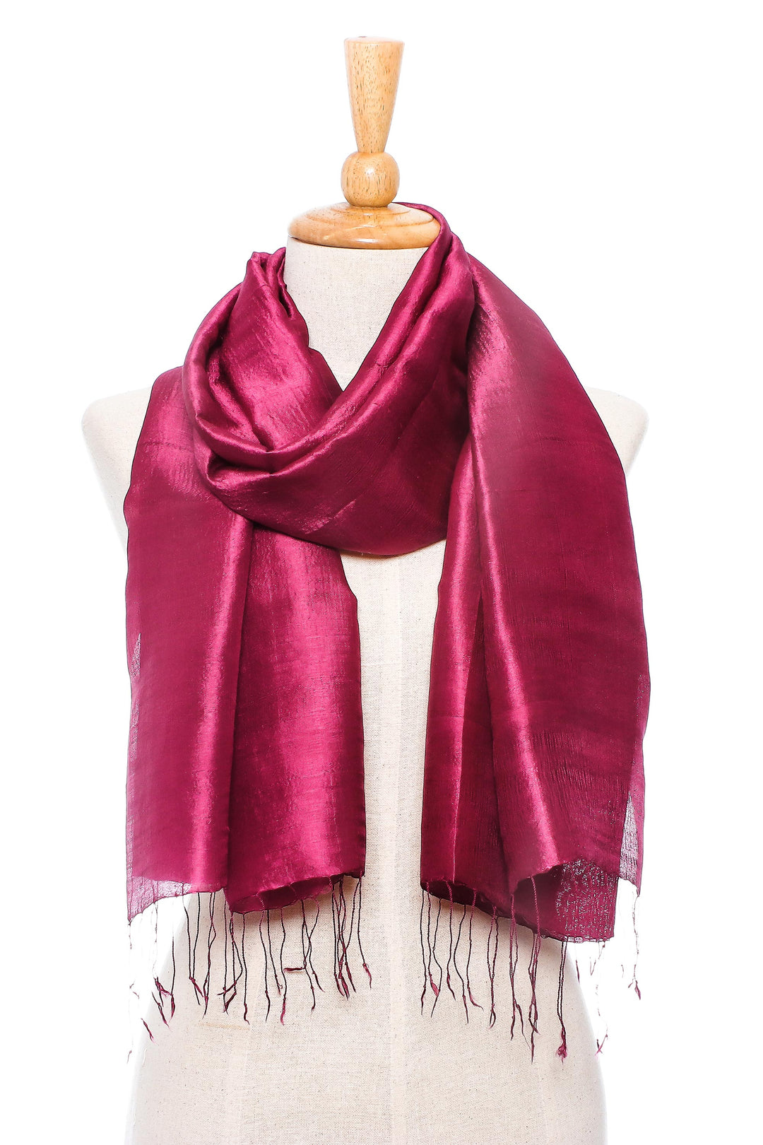 Handwoven Silk Wrap Scarf in Magenta from Thailand - Shimmering Magenta