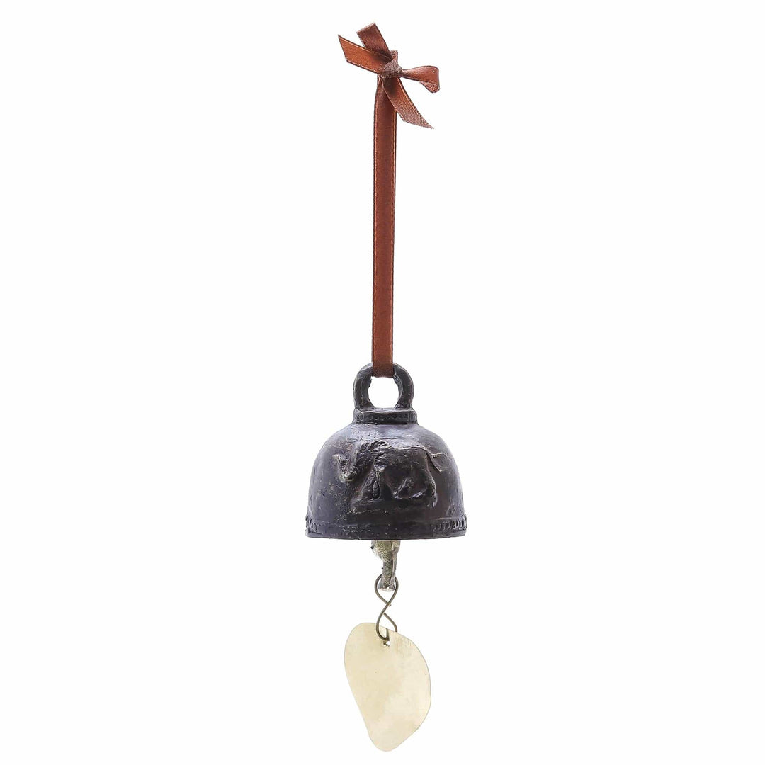 Oxidized Elephant Motif Brass Bell Crafted in Thailand - Antique Sound