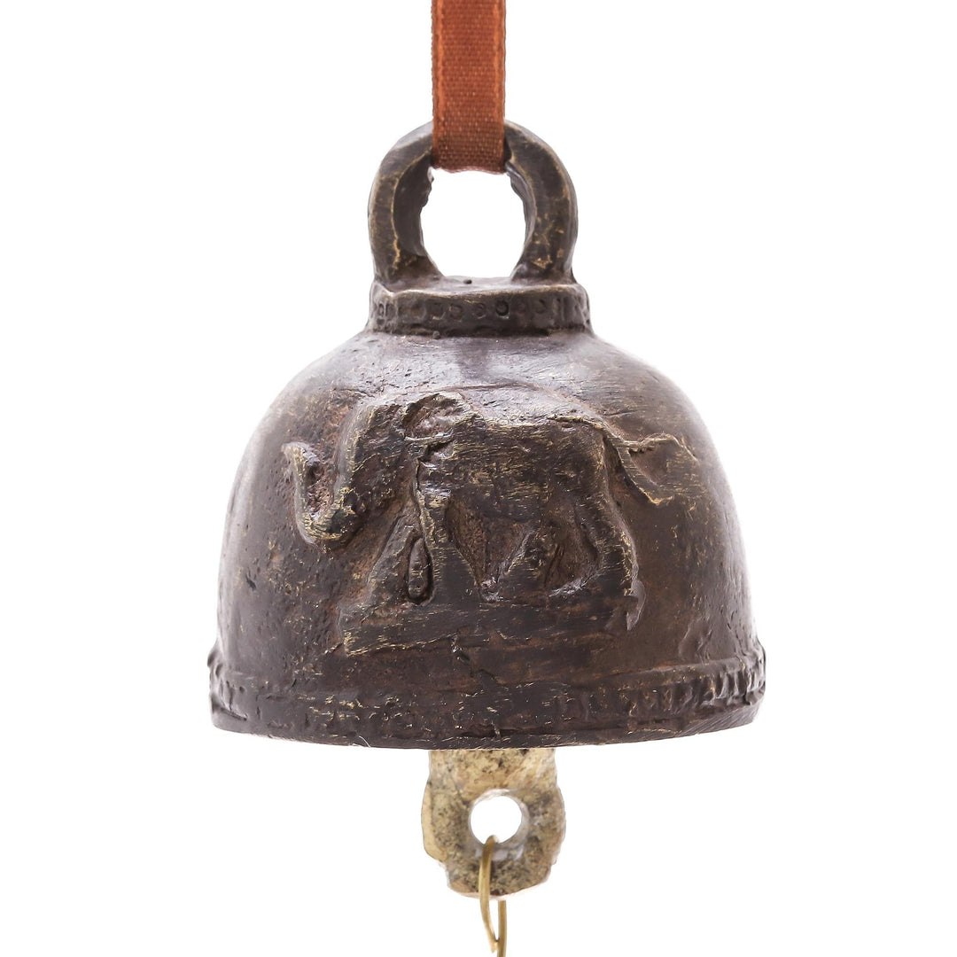 Oxidized Elephant Motif Brass Bell Crafted in Thailand - Antique Sound