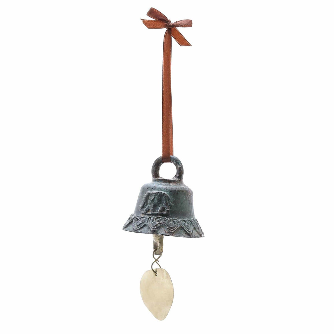 Antiqued Elephant Motif Brass Bell from Thailand - Traditional Sound