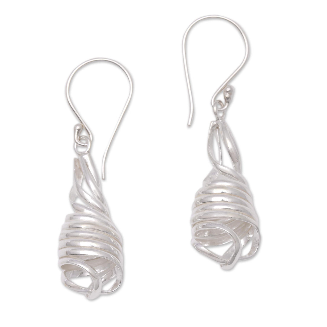 Handcrafted Spiral Sterling Silver Dangle Earrings from Bali - Pure Spiral