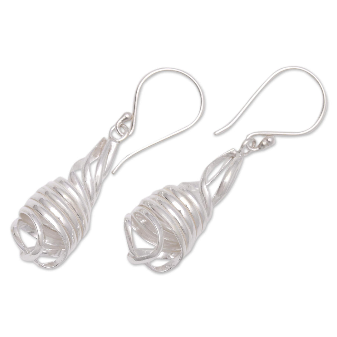 Handcrafted Spiral Sterling Silver Dangle Earrings from Bali - Pure Spiral
