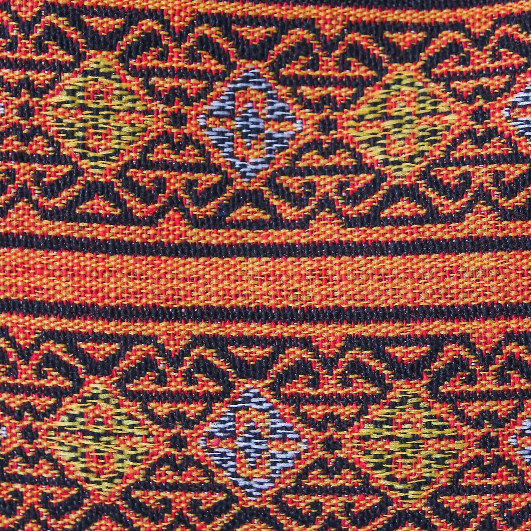Geometric Cotton Shoulder Bag in Caramel from Thailand - Lanna Caramel
