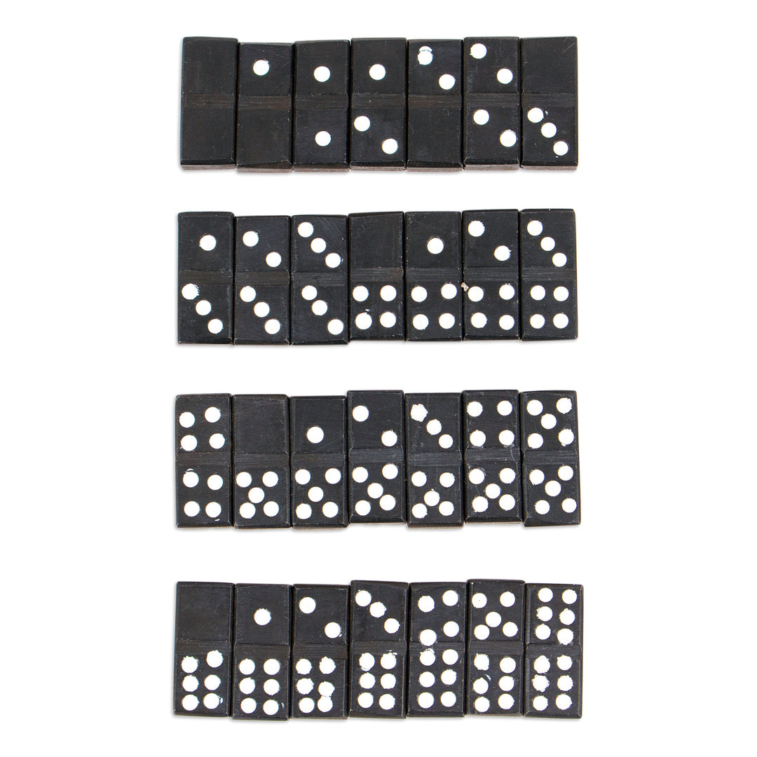 Black Marble Domino Set from Mexico - Strategic Chance