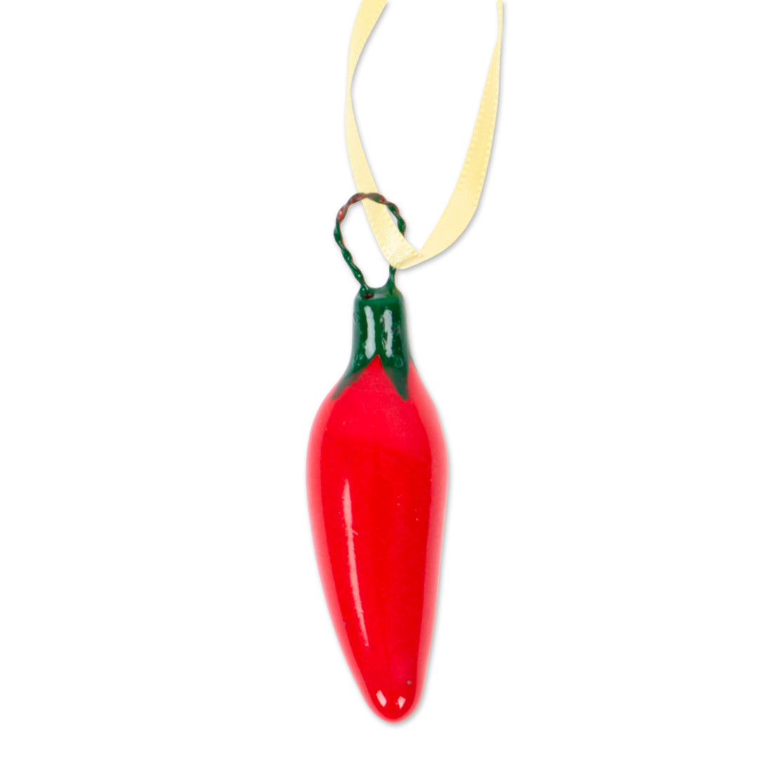Red Ceramic Serrano Pepper Ornaments (Set of 4) - Serrano Peppers in Red