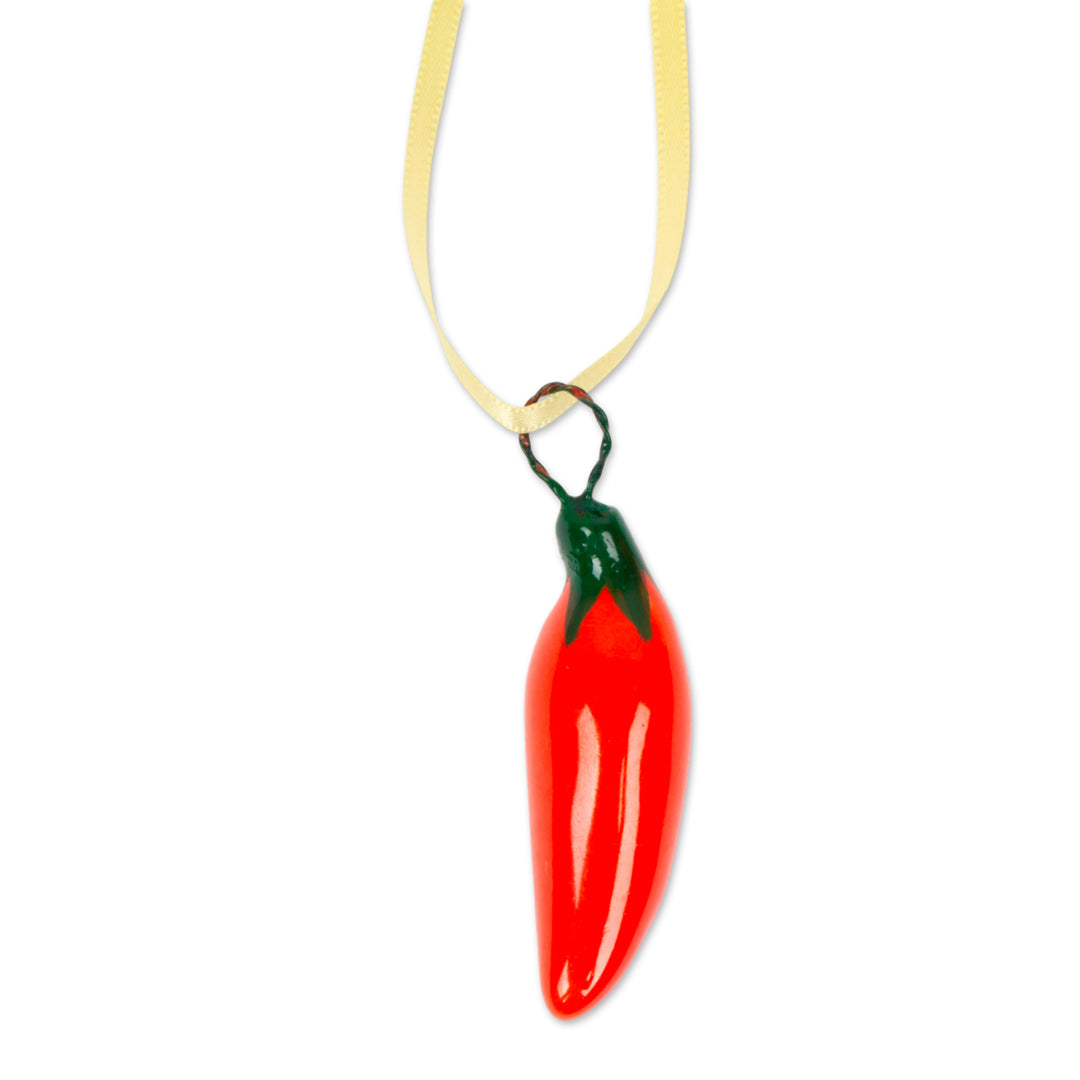 Orange Ceramic Serrano Pepper Ornaments (Set of 4) - Serrano Peppers in Orange