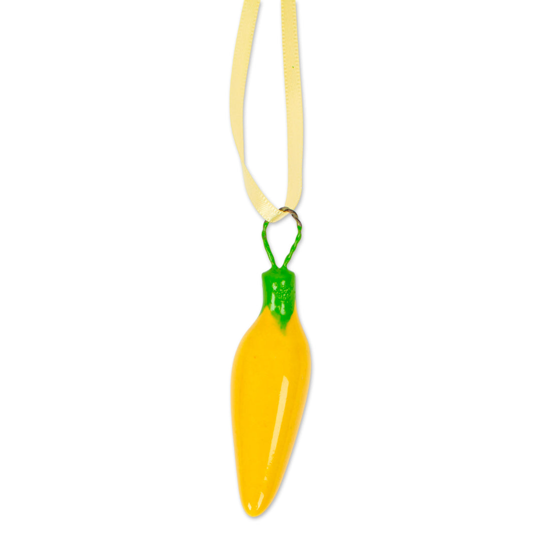 Yellow Ceramic Serrano Pepper Ornaments (Set of 4) - Serrano Peppers in Yellow
