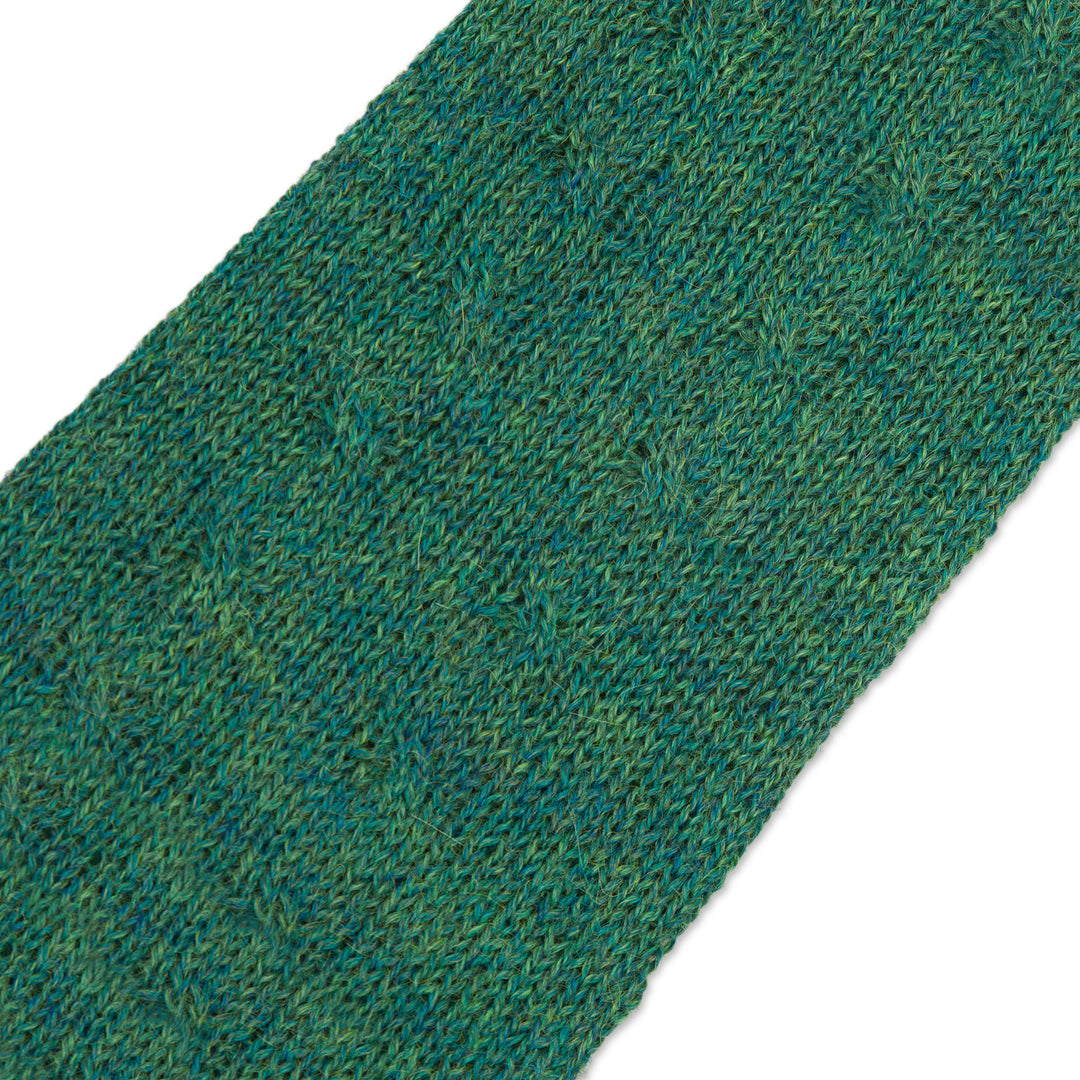 Green 100% Baby Alpaca Cable Knit Fingerless Mitts - Luscious Twist in Emerald