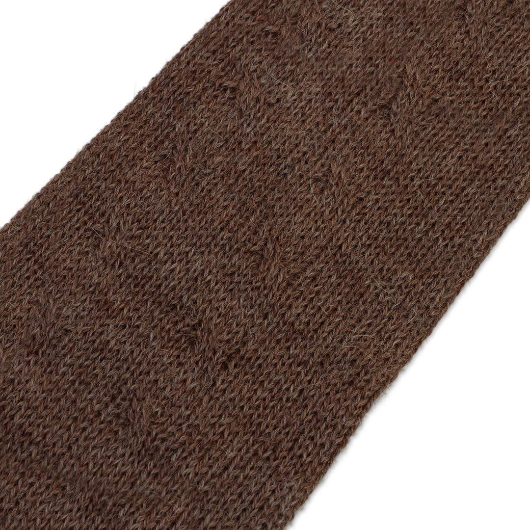 Chestnut Brown 100% Baby Alpaca Cable Knit Fingerless Mitts - Luscious Twist in Chestnut