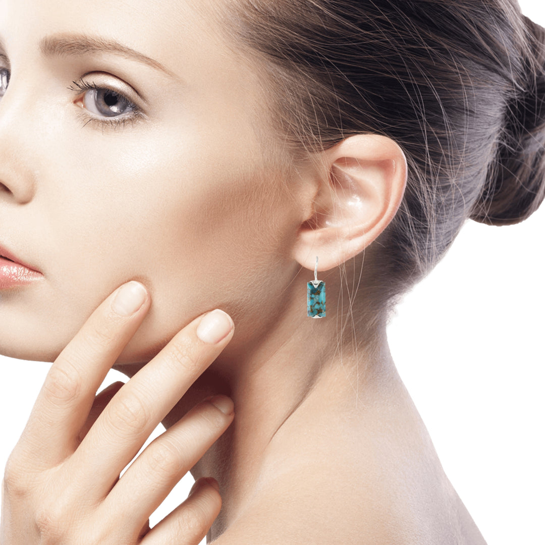 Composite Turquoise Drop Earrings from India - Beautiful Blue