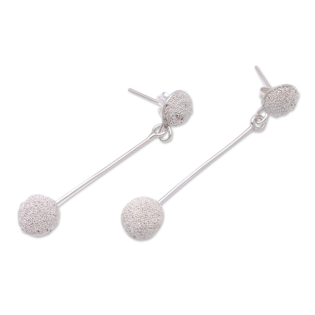 Sparkling Round Sterling Silver Dangle Earrings from Bali - Sparkling Baubles