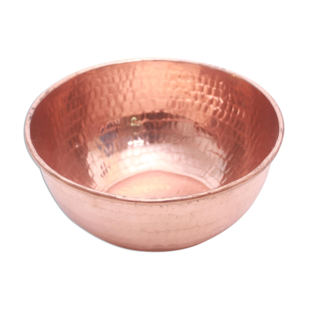 Hammered Copper Bowl Handcrafted in Bali - Gleaming Meal