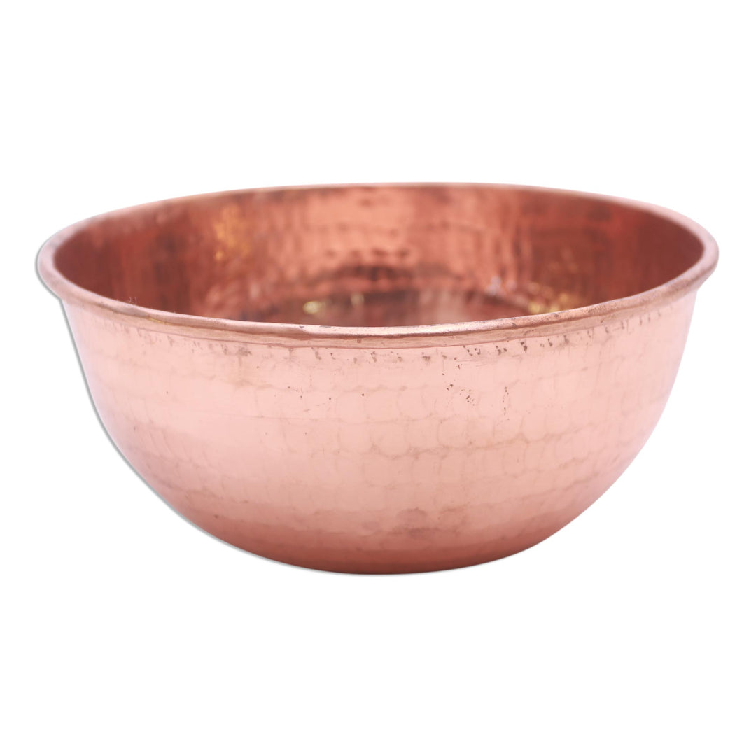 Hammered Copper Bowl Handcrafted in Bali - Gleaming Meal