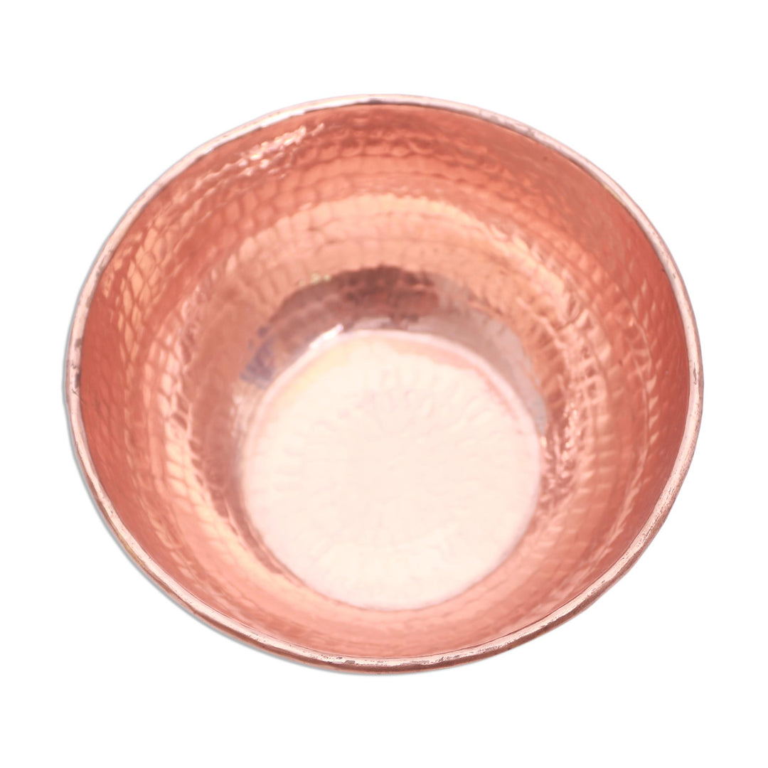 Hammered Copper Bowl Handcrafted in Bali - Gleaming Meal