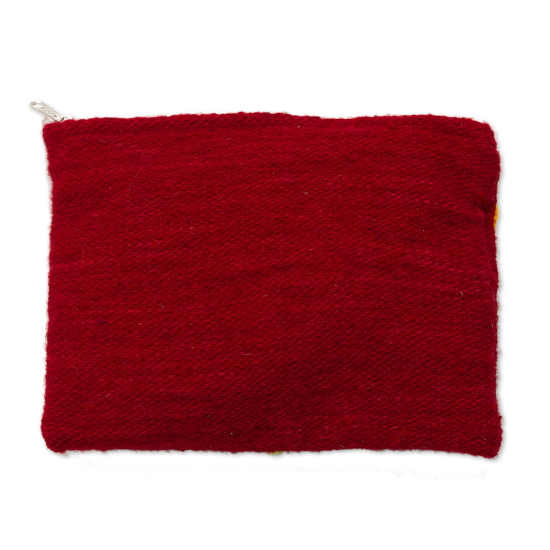 Llama-Themed Embroidered Wool Clutch Bag in Honey - Llama Glam in Honey