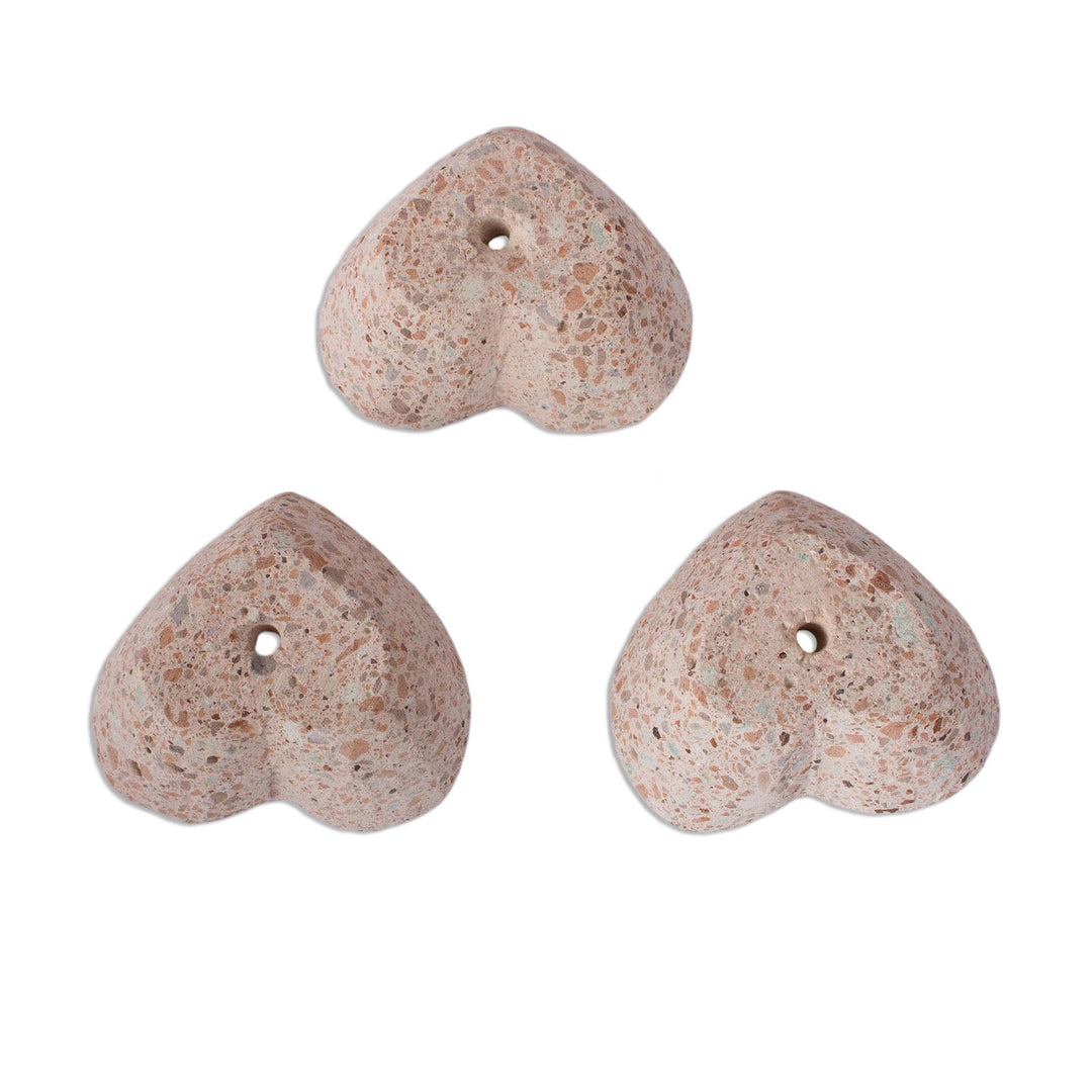 Heart-Shaped Reclaimed Stone Flower Pots (Set of 3) - Lovely Plants