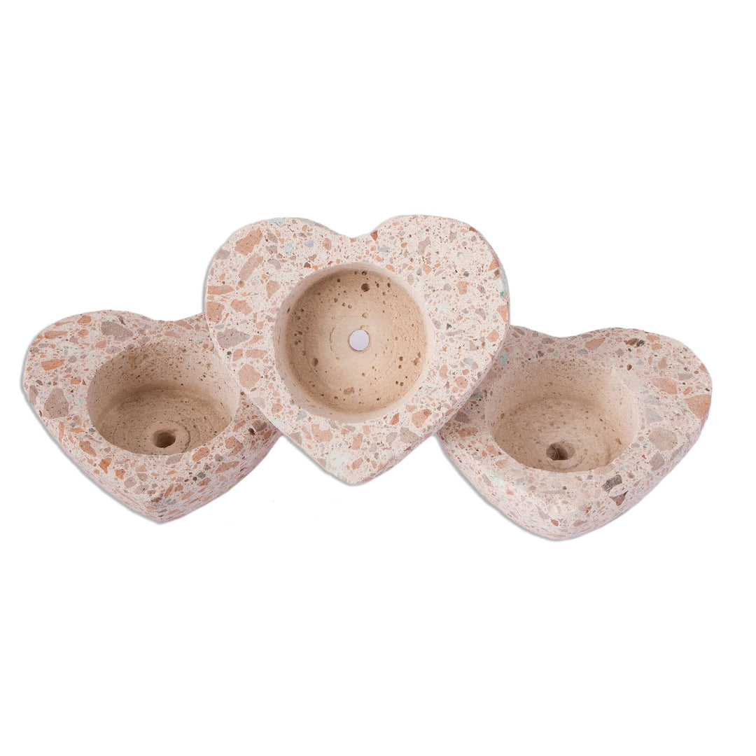 Heart-Shaped Reclaimed Stone Flower Pots (Set of 3) - Lovely Plants