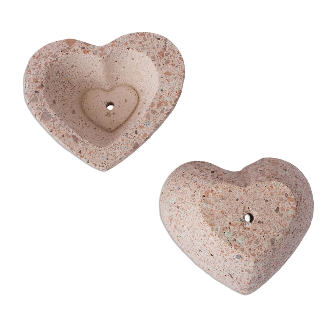 Heart-Shaped Reclaimed Stone Flower Pots (Pair) - Heartfelt Planters
