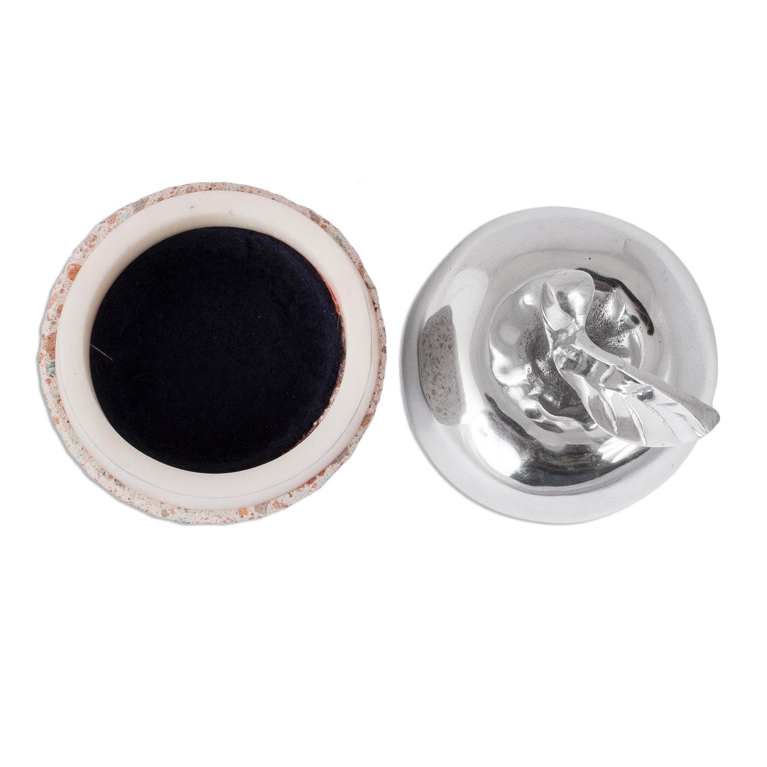 Apple-Shaped Pewter and Reclaimed Stone Jewelry Box - Gleaming Apple