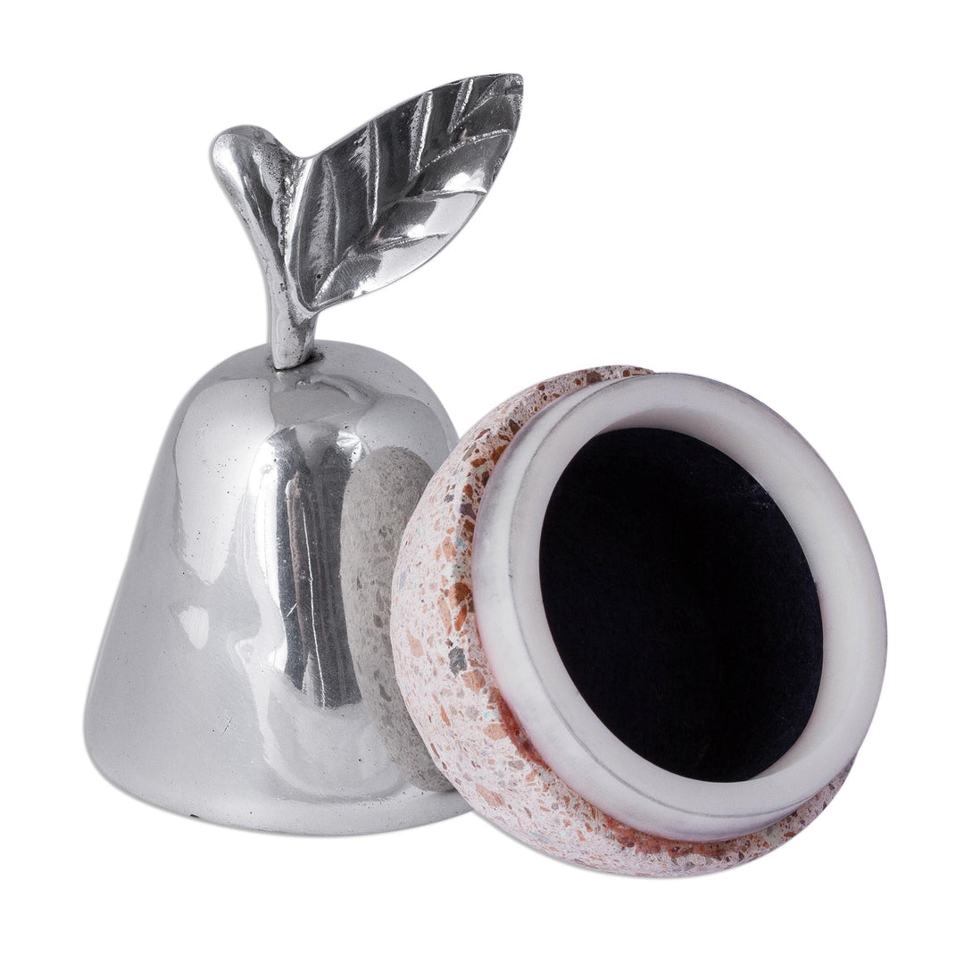 Pear-Shaped Pewter and Reclaimed Stone Jewelry Box - Gleaming Pear