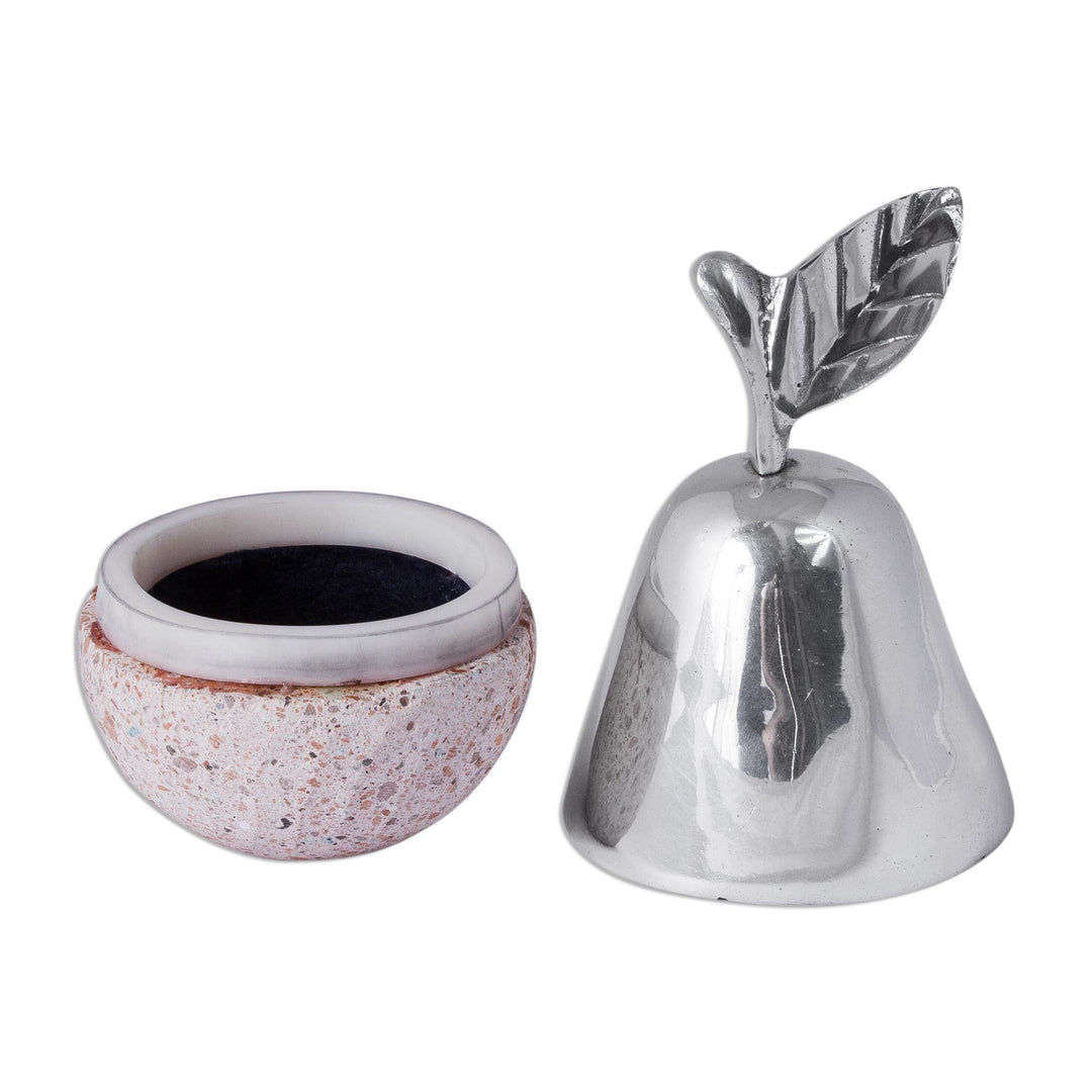 Pear-Shaped Pewter and Reclaimed Stone Jewelry Box - Gleaming Pear