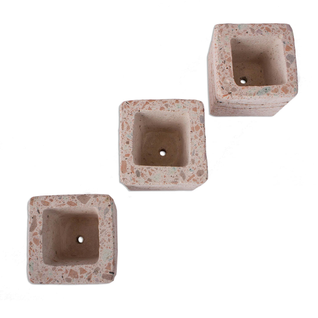 Wave Pattern Reclaimed Stone Flower Pots (Set of 3) - Chic Waves