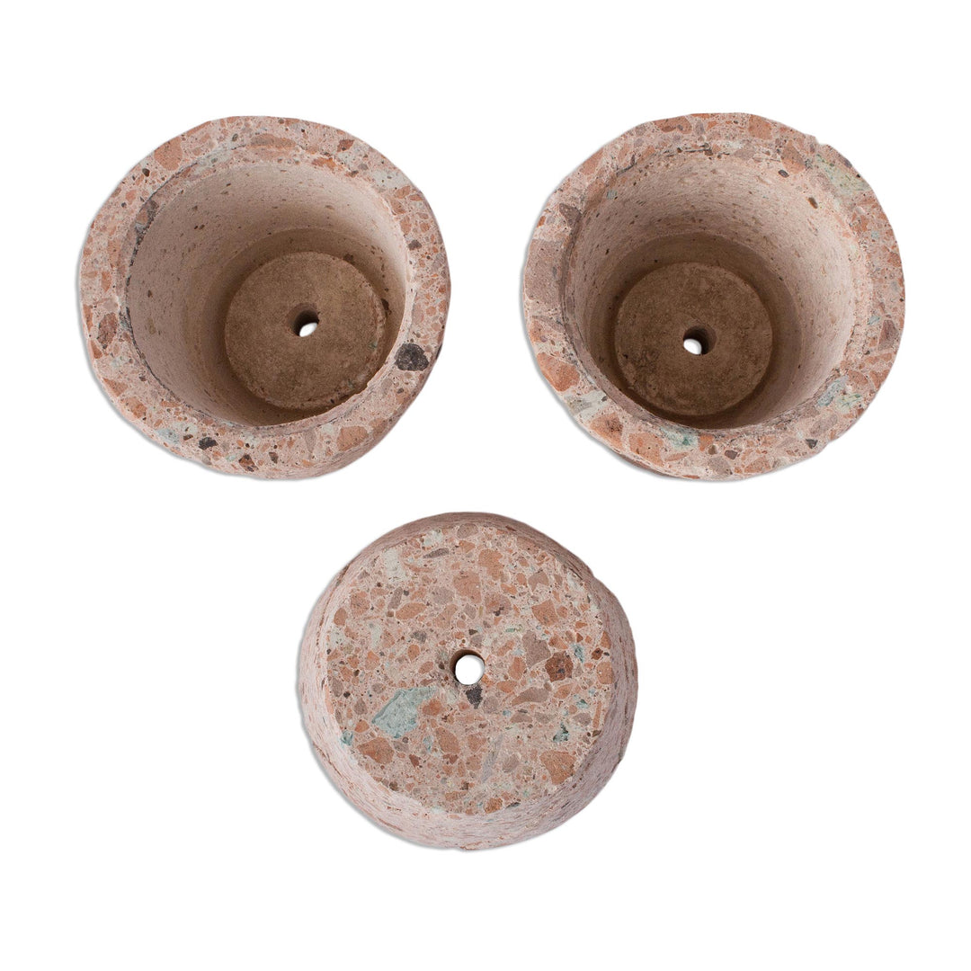 Spiral Pattern Reclaimed Stone Flower Pots (Set of 3) - Plant Stripes