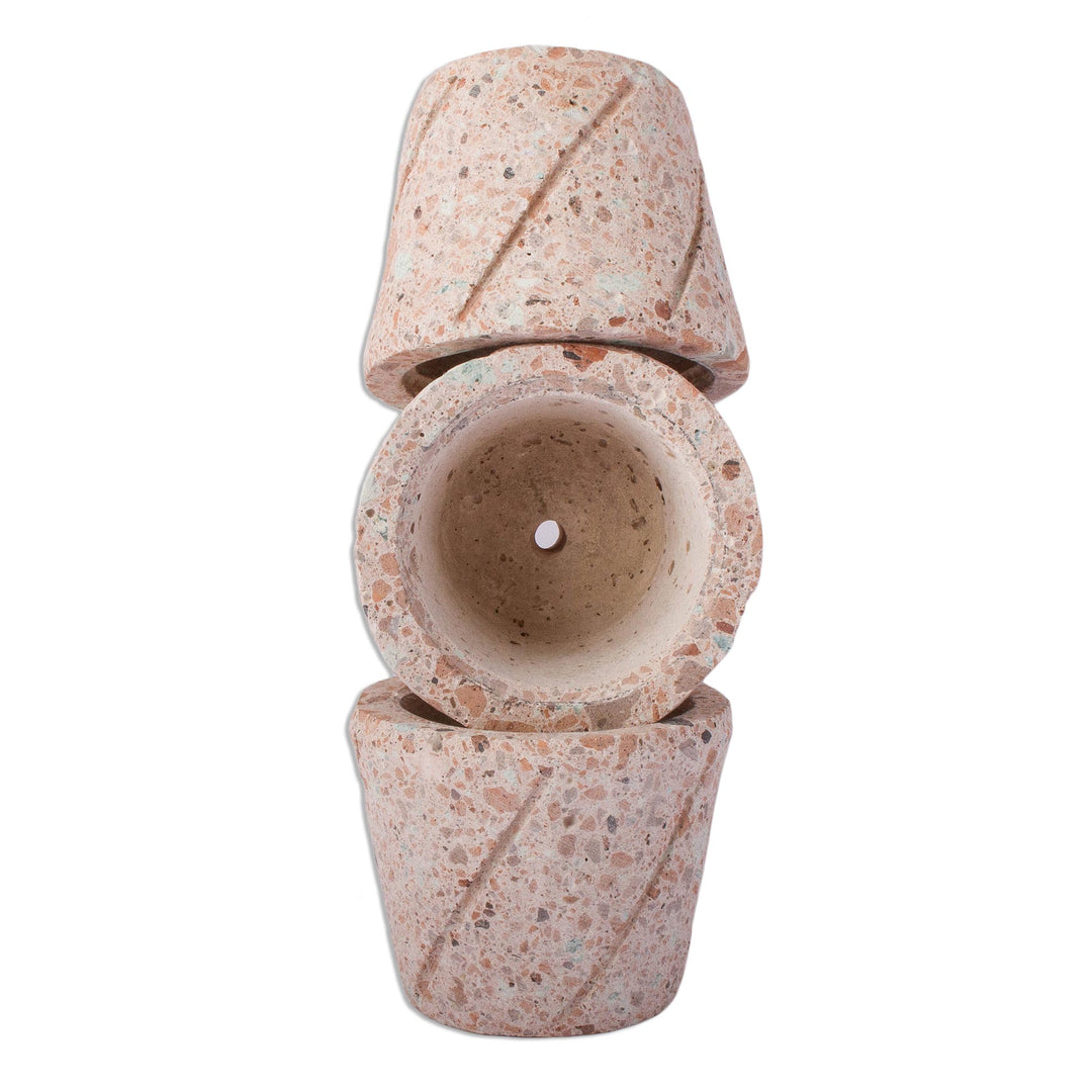 Spiral Pattern Reclaimed Stone Flower Pots (Set of 3) - Plant Stripes