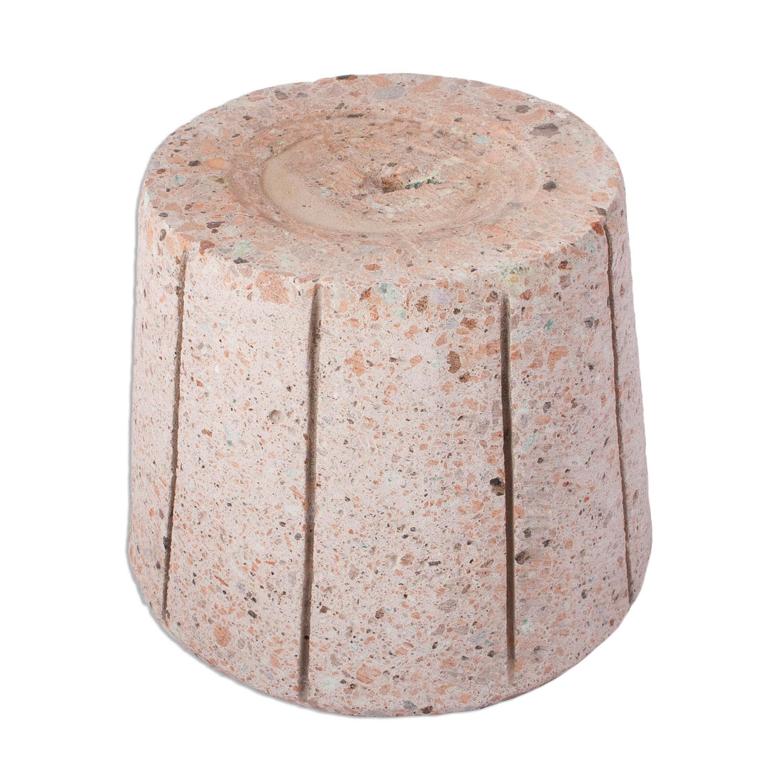 Striped Pattern Reclaimed Stone Flower Pot from Mexico - Verdant Container