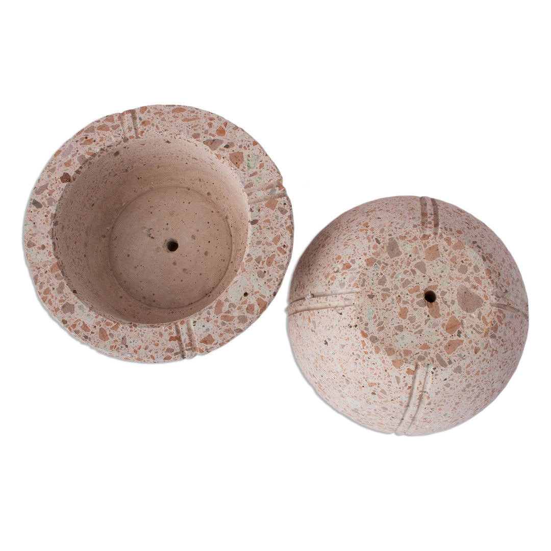 Round Reclaimed Stone Flower Pots from Mexico (Pair) - Verdant Bowls