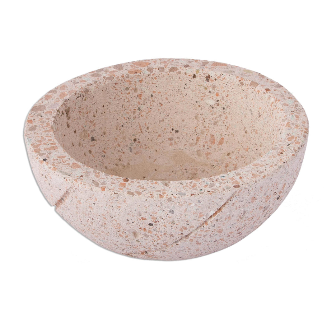 Round Reclaimed Stone Flower Pot from Mexico - Round Planter
