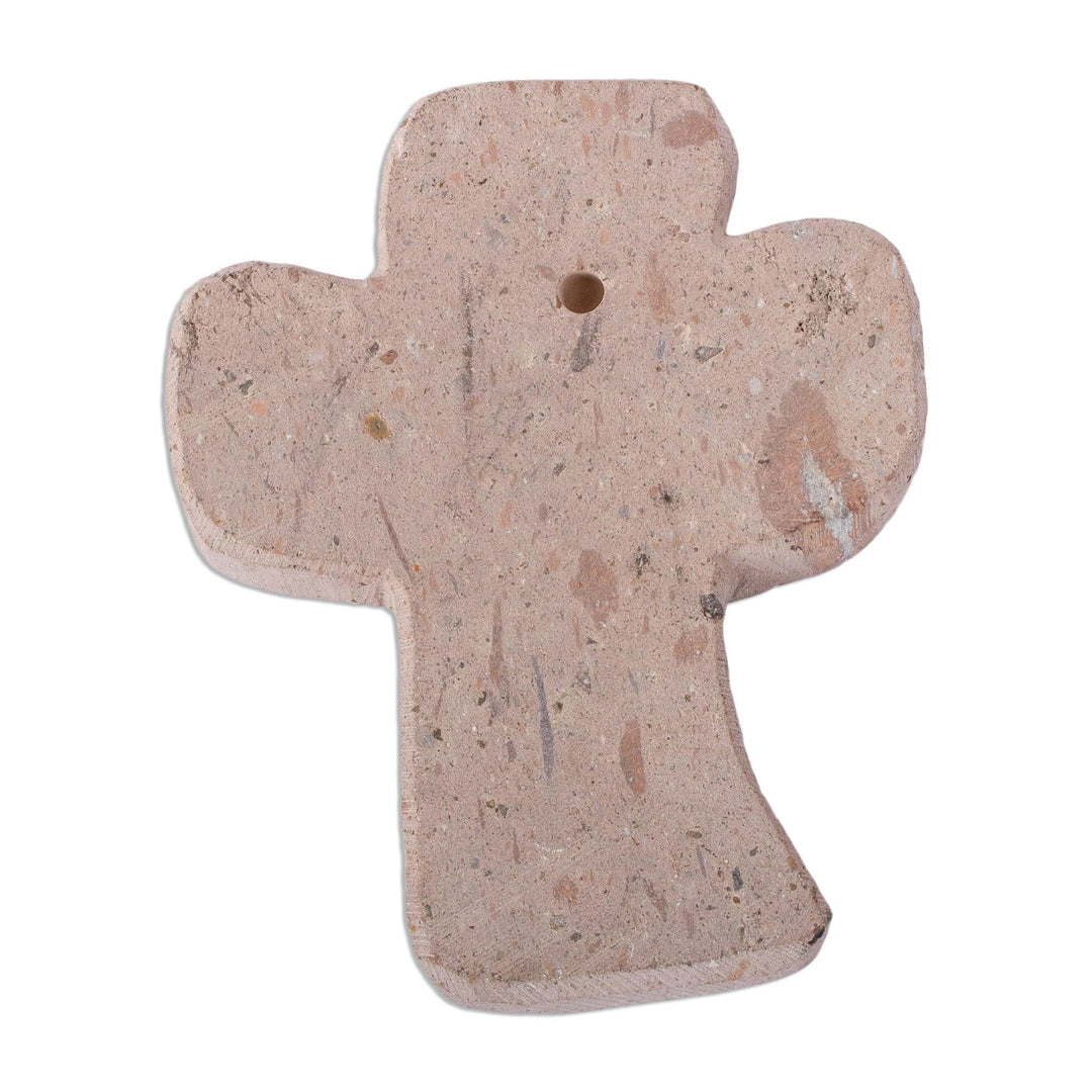 Simple Pewter and Reclaimed Stone Wall Cross from Mexico - Lithe Cross