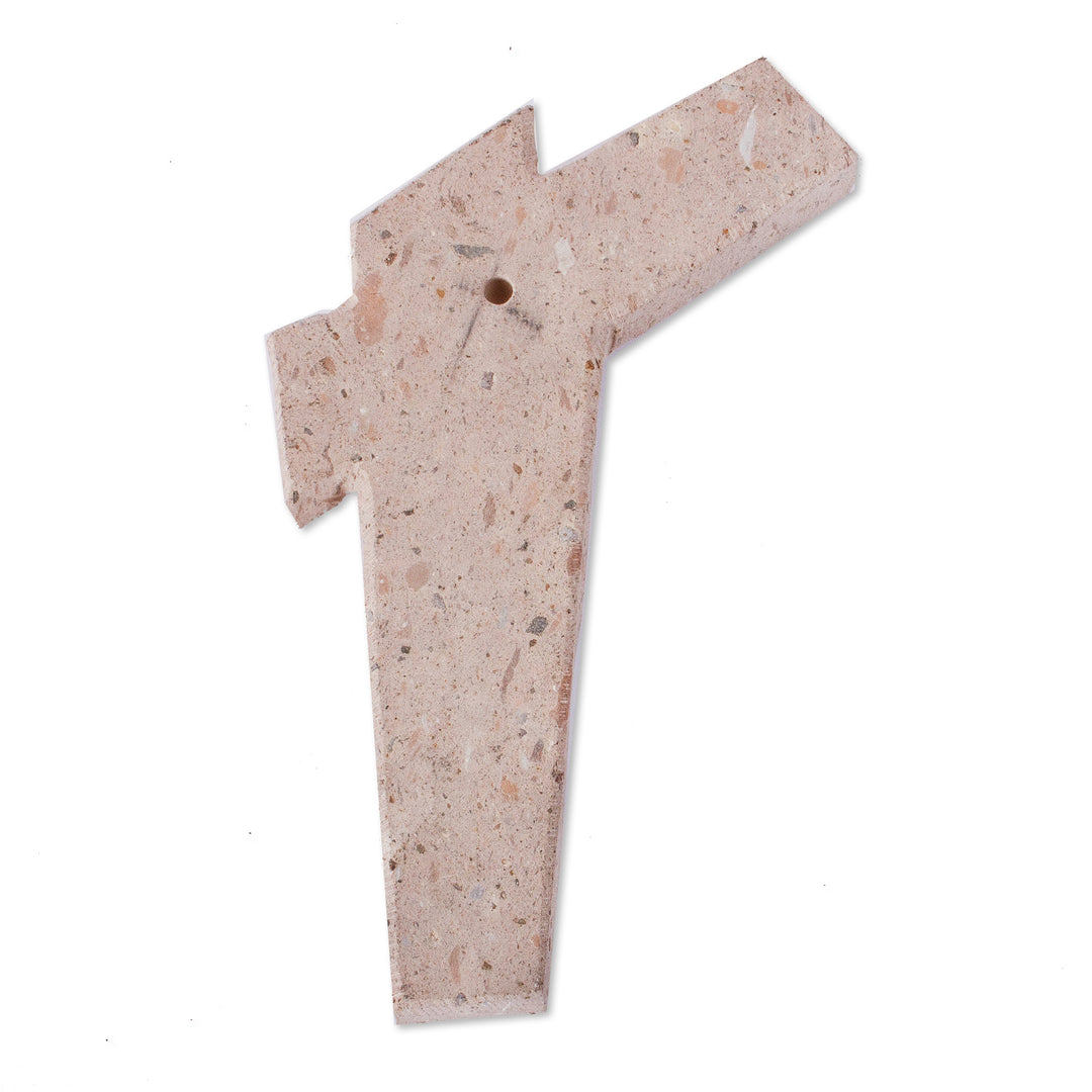 Artistic Pewter and Reclaimed Stone Wall Cross from Mexico - Jesus Gleams